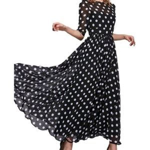 Gorgeous Polk-a-dot Dress with Illusion Neckline   New with Tags